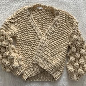 Goodnight Macaroon oversize pompom cardigan